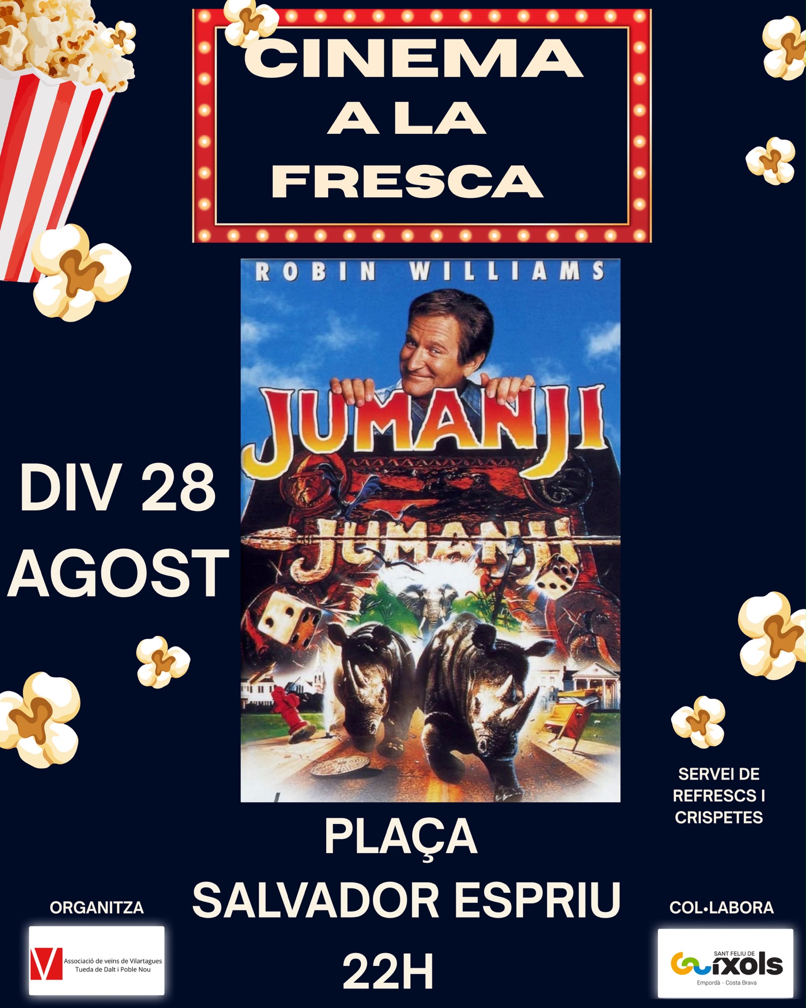 Projecció de la pel·lícula «Jumanji» a la plaça de Salvador Espriu