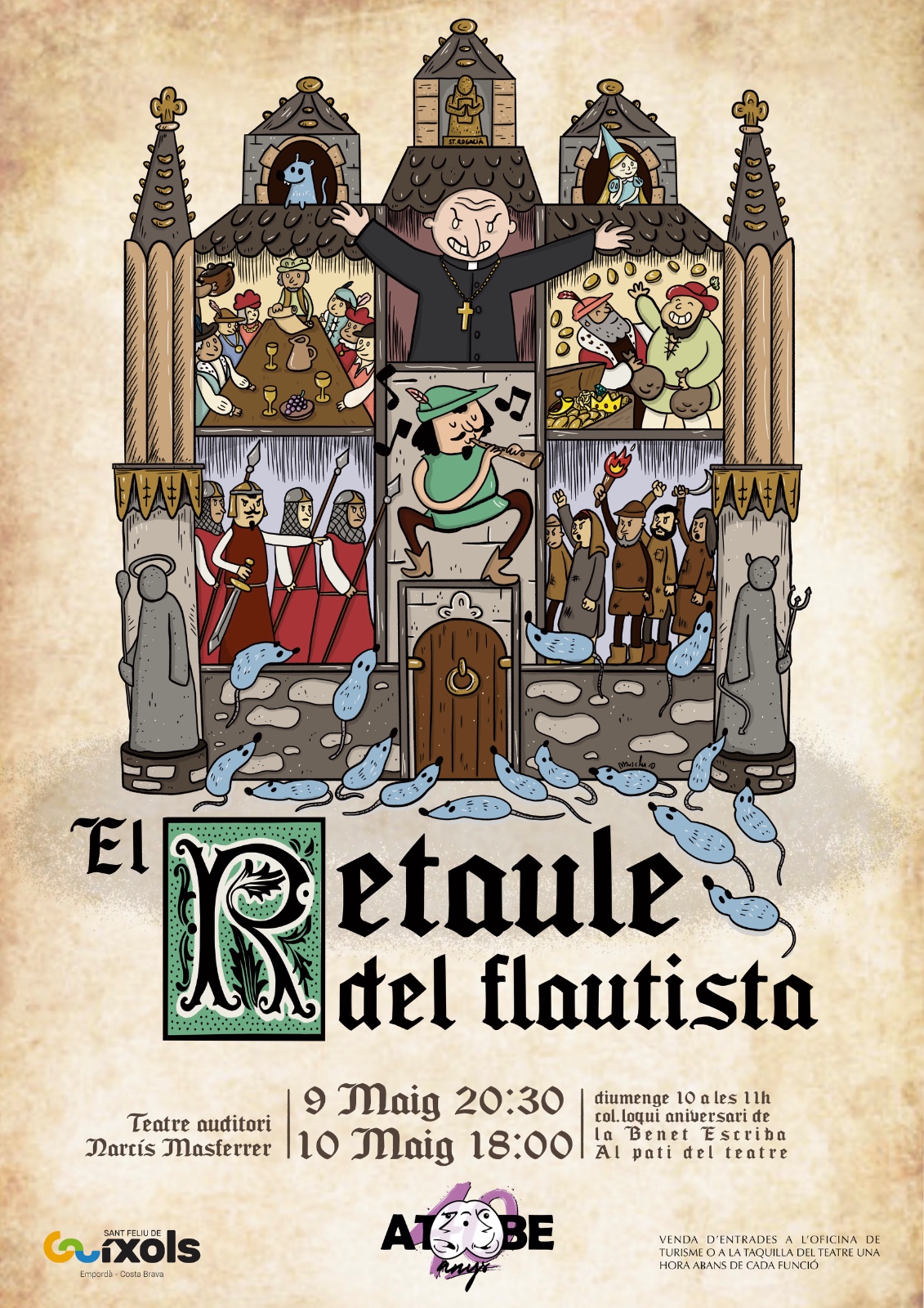 Celebració dels 40 anys de l'Agrupació Teatral Benet Escriba amb "El Retaule del Flautista"